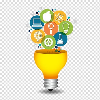 Assorted icons on light bulb, Idea Creativity Infographic, bulb transparent background PNG clipart