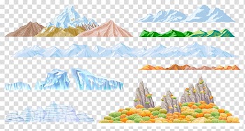 Assorted mountains , Mountain Landscape Euclidean , Colored mountains material transparent background PNG clipart