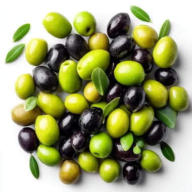 Assorted Olives on White Background Assorted Olives on White Background