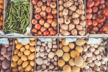 assorted produce on produce stand