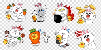 Assorted rabbit sticker illustration, LINE Bubble 2 LINE Bubble! Sticker Free Line, cartoon demarcation line transparent background PNG clipart