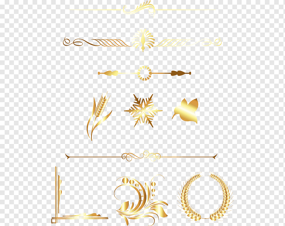 assorted-shape gold decal illustration, golden division line, golden Frame, text, happy Birthday Vector Images png