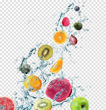 Assorted sliced fruit lot illustration, Flowering tea Juice Fruit Auglis, Fruit in water transparent background PNG clipart