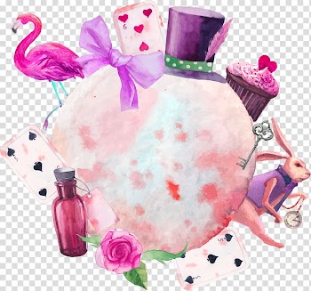 Assorted stuff illustration, Alices Adventures in Wonderland White Rabbit Queen of Hearts Illustration, Watercolor hand painted moon decoration pattern transparent background PNG clipart