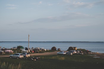 Assorted-type-and-brand Vehicle Parked on Green Grass Field Near Body of Water