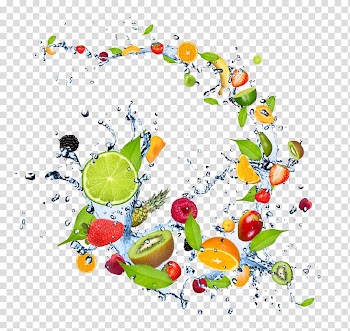 Assorted-variety sliced fruits illustration, Water on the fruit transparent background PNG clipart