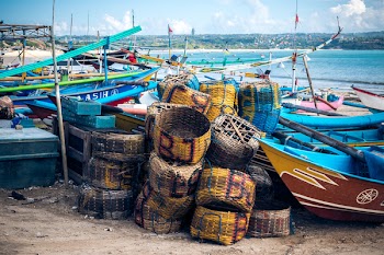 Assorted Wicker Baskets On Shore
