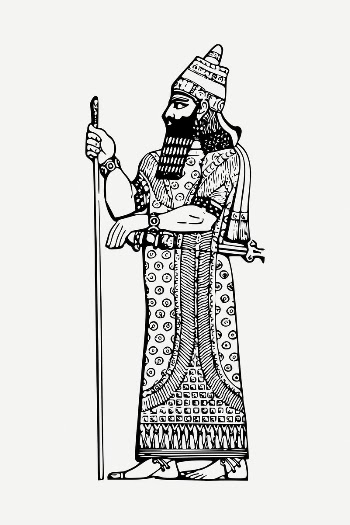 Assyrian king drawing, illustration psd. | Free PSD - rawpixel