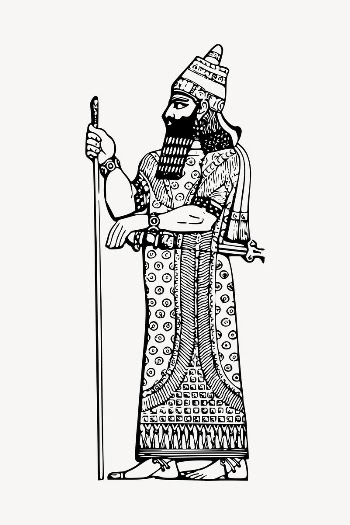 Assyrian king drawing, illustration vector. | Free Vector - rawpixel