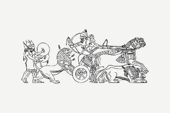 Assyrian king hunting collage element, | Free PSD Illustration - rawpixel