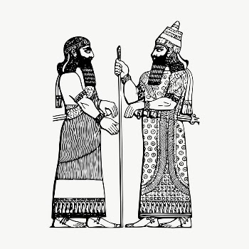 Assyrian kings drawing, illustration vector. | Free Vector - rawpixel