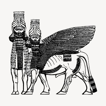 Assyrian winged bull clipart, vintage | Free Vector - rawpixel