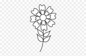 Aster Flower Natural Petal Leaves Stem - Line Art