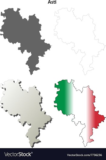 Asti blank detailed outline map set vector image