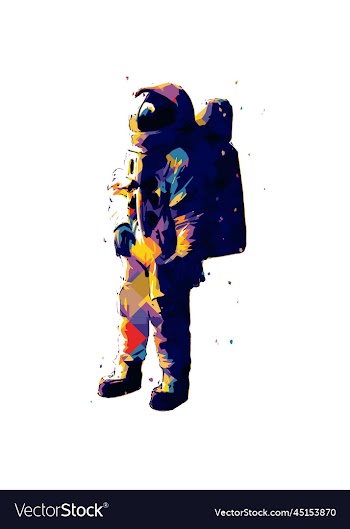 astronaut colorful geometric design