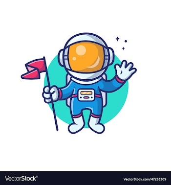 astronaut holding flag cartoon