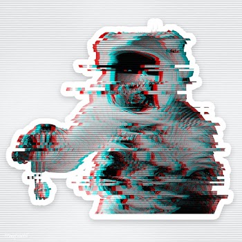 Astronaut in a spacesuit glitch style sticker overlay with a white bor.. | Free  illustration - 2342870