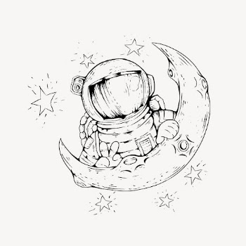 Astronaut on the moon drawing, | Free Photo - rawpixel