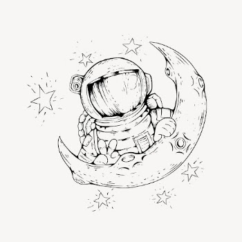 Astronaut on the moon drawing, | Free Vector - rawpixel