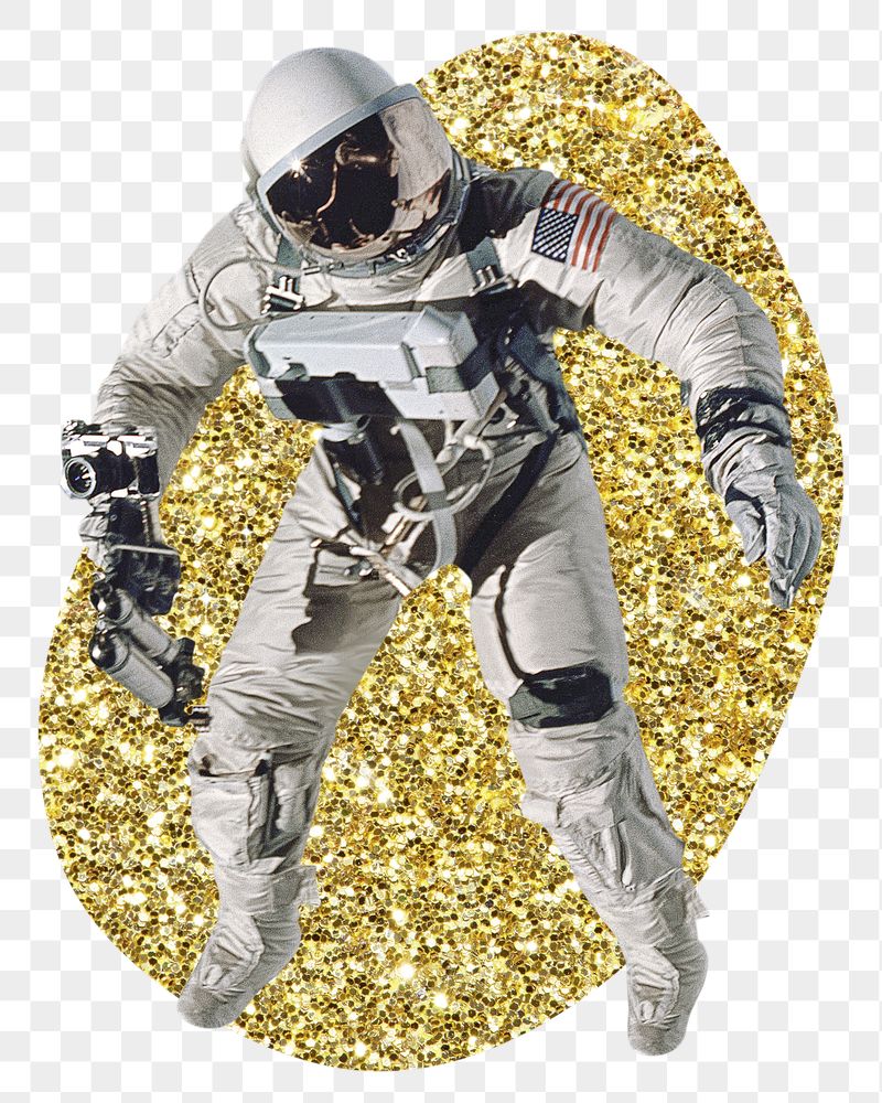 Astronaut png badge sticker, gold | Free PNG - rawpixel