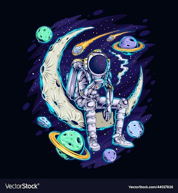 astronaut sitting on the moon in space while