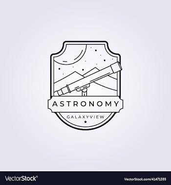 astronomy and telescope minimal line in badge
