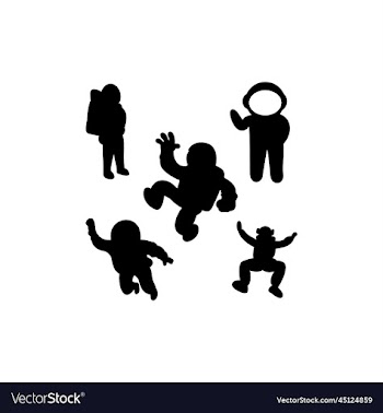 astronout set silhouette icon logo