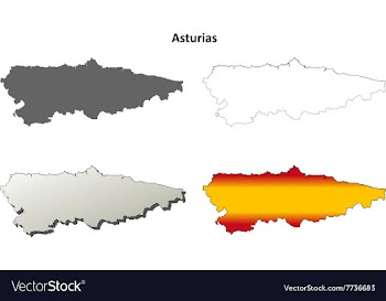 Asturias blank detailed outline map set vector image