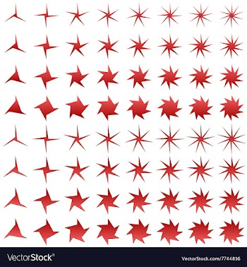 Asymmetric red star shape collection vector image