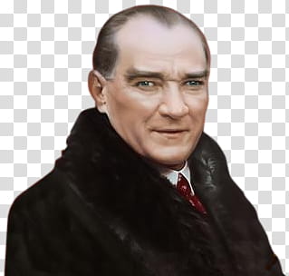 ATATURK, man wearing black fur-lined coat transparent background PNG clipart