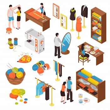 Atelier studio isometric icons set Free Vector