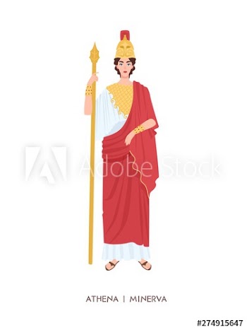 Athene or Minerva - ancient Greek or Roman goddess associated with wisdom, handicraft and warfare