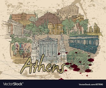 Athens doodles vector image