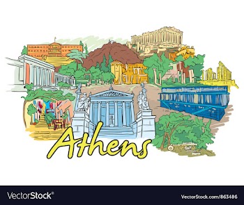 Athens doodles vector image