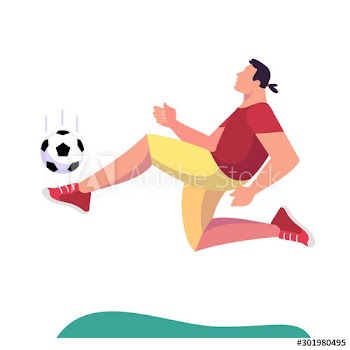 Athletic football kicking the ball