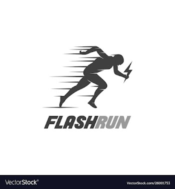 Athletics flash run logo design template vector image