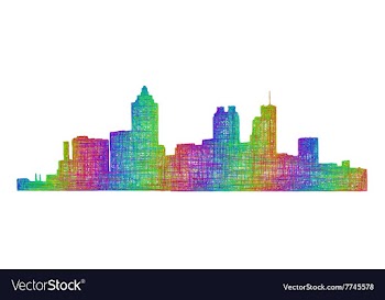 Atlanta skyline silhouette - multicolor line art vector image