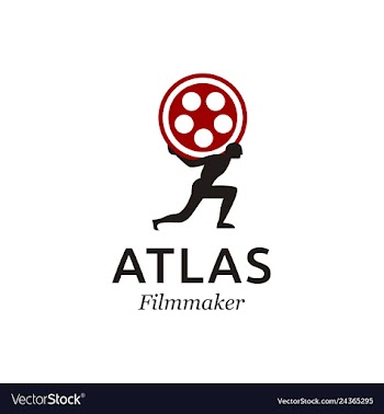 Atlas with film movie production logo design vector image