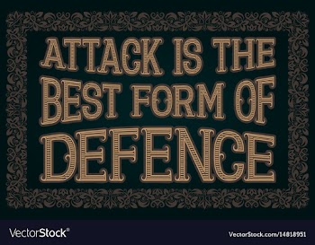  					Attack is the best form of defence english saying vector image														