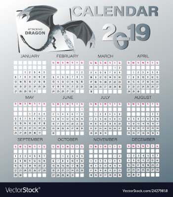 Attacking dragon the calendar for 2019 vector image