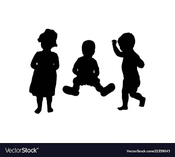  					Attractive kids silhouette vector image														