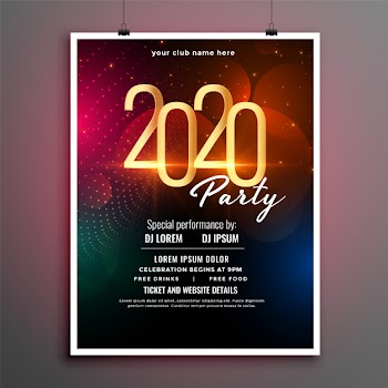 Attractive new year event party flyer template Free Vector