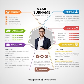 Attractive online curriculum template Free Vector