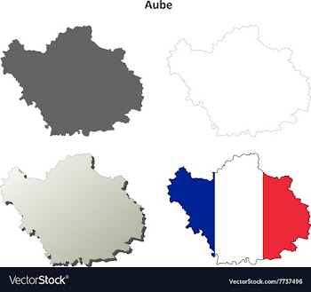 Aube Champagne-Ardenne outline map set vector image