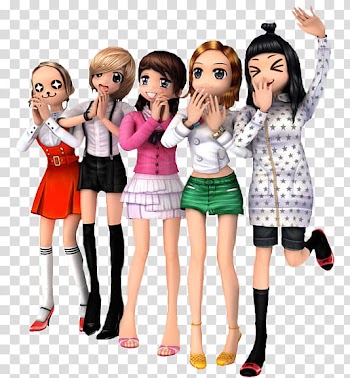 Audition Online Renders, five anime woman characters illustration transparent background PNG clipart