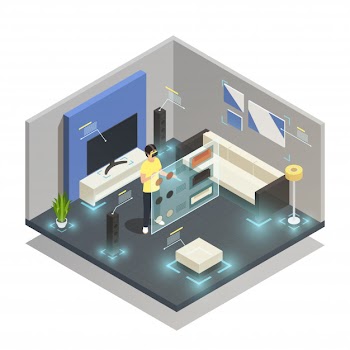 Augmented reality isometric composition Free Vector