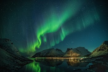 Aurora Above Lake at Night