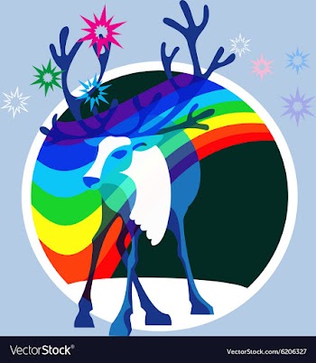 Aurora borealis deer vector image
