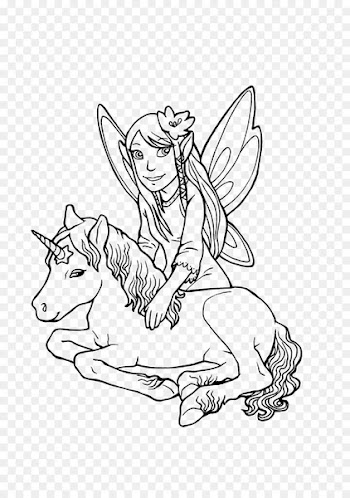 Ausmalbild Elf Unicorn Legendary creature Coloring book - Elf 