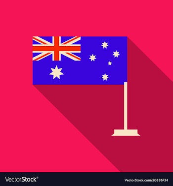 Australia flag in flat style with long shadow vector image